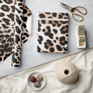 Papel De Regalo Peach Black Cream Leopard