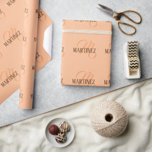 Papel De Regalo Peach Fuzz Elegante Nombre Personalizado