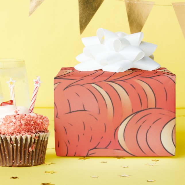 Papel De Regalo Peach Fuzz Resumen Patrón de Frutas Botánicas 1 (Fiesta de cumpleaños )