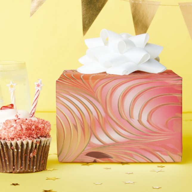 Papel De Regalo Peach Fuzz Resumen Patrón de Frutas Botánicas 3 (Fiesta de cumpleaños )