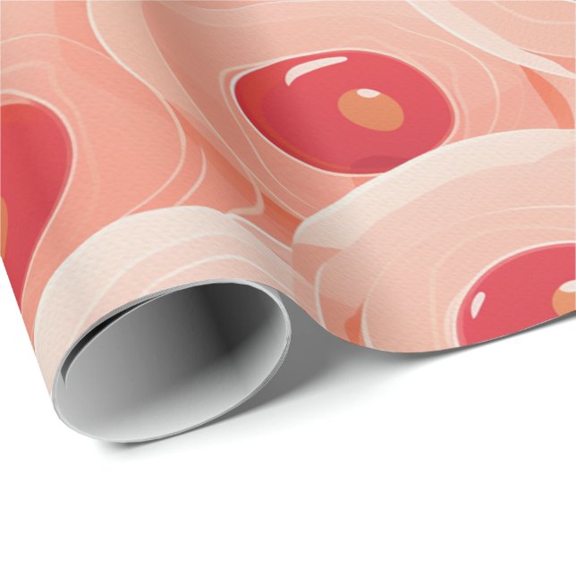 Papel De Regalo Peach Fuzz Resumen Patrón de Frutas Botánicas 7 (Esquina del rollo)