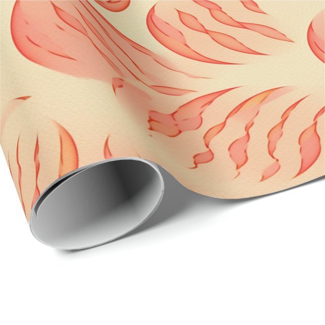 Papel De Regalo Peach Fuzz Resumen Patrón de Fruto Botánico 12 (Esquina del rollo)