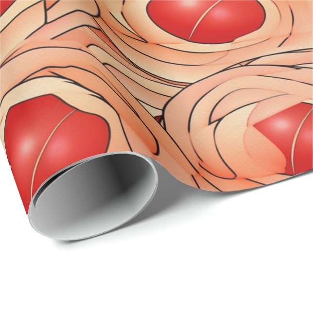 Papel De Regalo Peach Fuzz Resumen Patrón de Fruto Botánico 16 (Esquina del rollo)