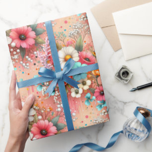 Papel De Regalo Peach Petal Bloom