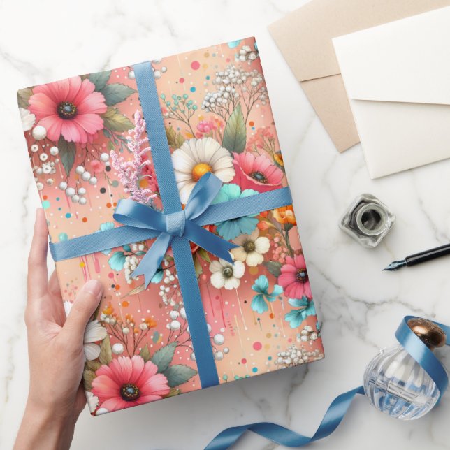 Papel De Regalo Peach Petal Bloom (Regalar)