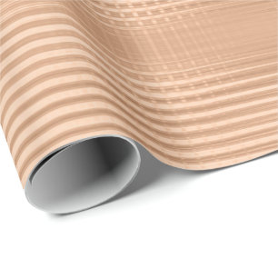 Papel De Regalo Peach Rosa Gold Metallic Grill Stripes Coral Skinn