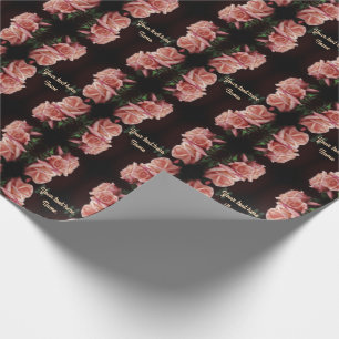 Papel De Regalo Peach Rosa Trio Floral Vintage Personalizado