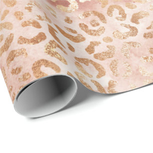 Papel De Regalo Peach Rosa White Leopard Print