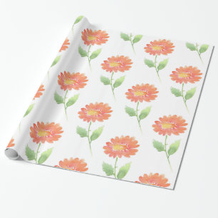 Papel De Regalo Peach Watercolor Daisy