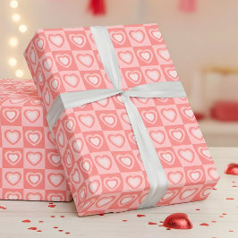 Papel De Regalo Peachy Pink Retro Hearts Valentine Gift