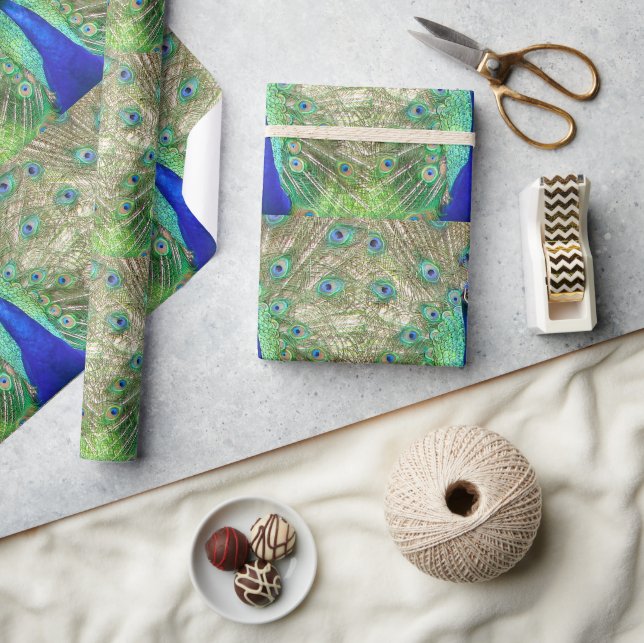 Papel De Regalo Peacock azul indio (Artesanía)
