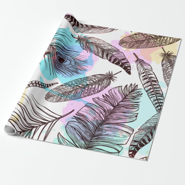 Papel De Regalo Peacock Feather (Desenrollado)
