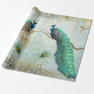 Papel De Regalo Peacock n Feathers par Blue Gold Decoupage