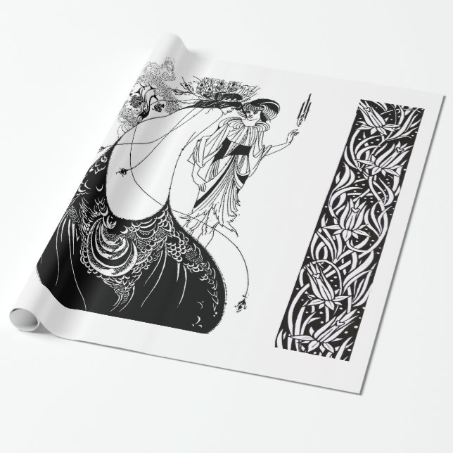 Papel De Regalo Peacock Skirt Beardsley Art Nouveau (Desenrollado)
