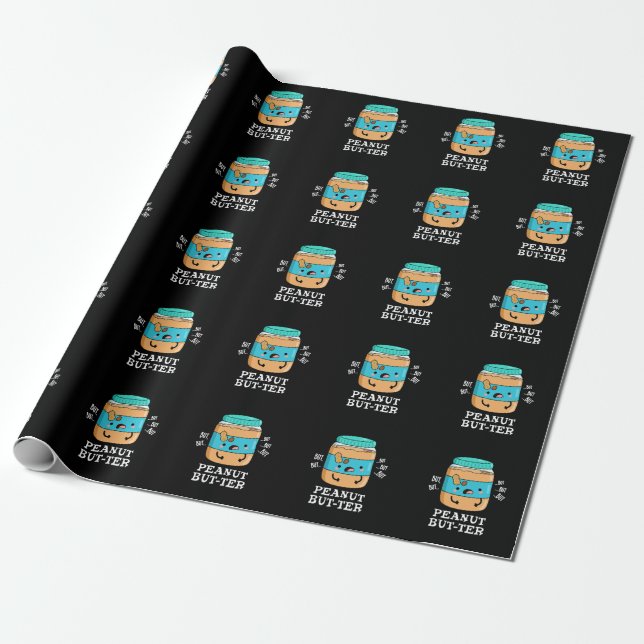 Papel De Regalo Peanut but-ter Funny Food Pun Dark BG (Desenrollado)