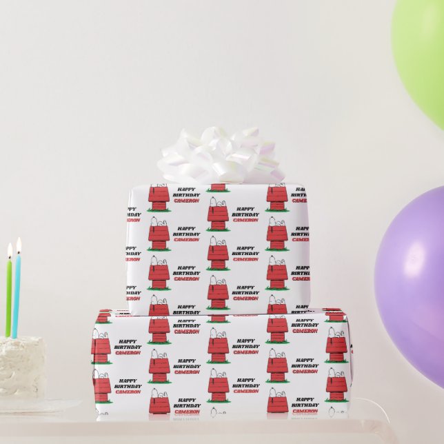 Papel De Regalo Peanuts Snoopy Dog House Birthday Wrapping Paper (Regalos de fiesta)