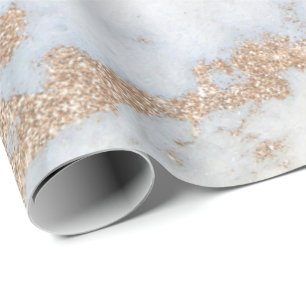 Papel De Regalo Pearly Ivory Gold Purpurina Champagne Gray Marble