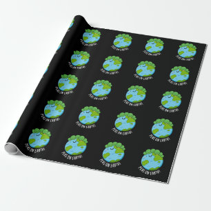 Papel De Regalo Peas On Earth Funny Veggie Peace Pun Dark BG