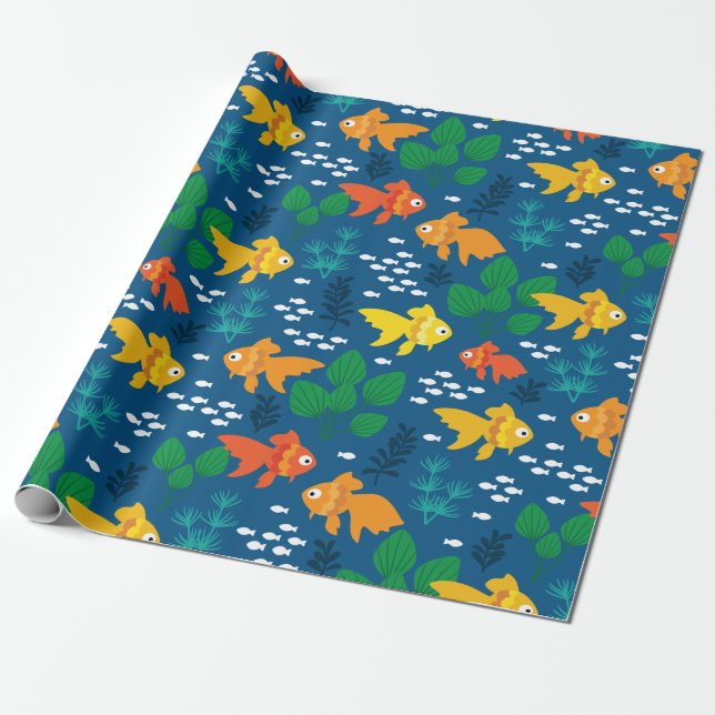 Papel De Regalo Peces de oro en acuario (Desenrollado)