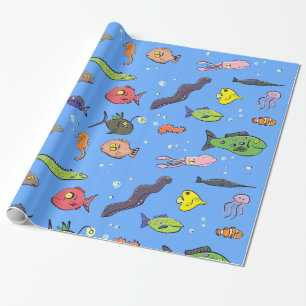 Papel De Regalo Peces divertidos bajo el patrón de personalizado m