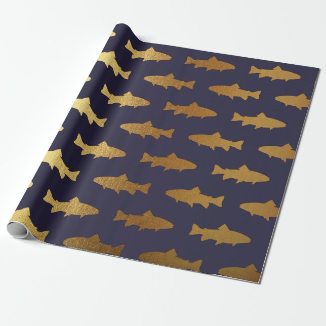 Papel De Regalo Peces dorados Tiburón Océano Mar Azul Marina Vip Y (Desenrollado)