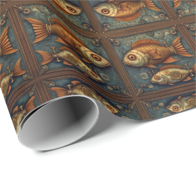 Papel De Regalo Peces Steampunk 3 de 3 PP 572 (Esquina del rollo)