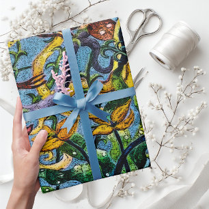 Papel De Regalo Peces tropicales en el arte abstracto del océano