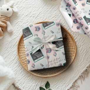 Papel De Regalo "Peek-A-Boo" género revela ultrasonido Baby Shower