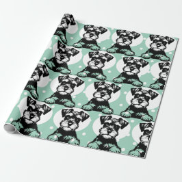 Papel De Regalo Peeking Terrier Green Tema Personalizado