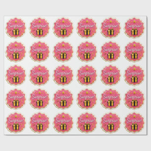 Papel De Regalo Pegatina de caja de regalo rosa "¡Sorpresa!" – Fes