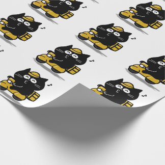 Papel De Regalo Pegatina de gato negro regordete lindo