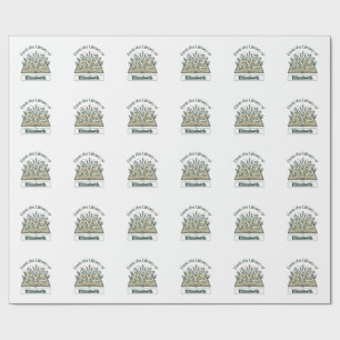 Papel De Regalo Pegatina floral personalizada de biblioteca de nom