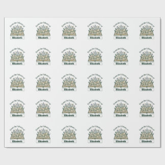 Papel De Regalo Pegatina floral personalizada de biblioteca de nom