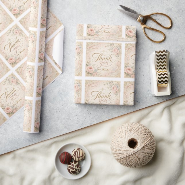 Papel De Regalo Pegatinas de agradecimiento Shabby Chic (Artesanía)