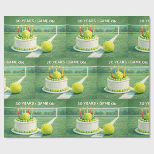 Papel De Regalo Pelota de tenis 30 cumpleaños y pastel en verde