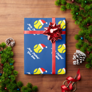 Papel De Regalo Pelota de tenis con regalo de Navidad sombrero de