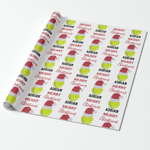 Papel De Regalo Pelota de tenis de Navidad con nombre personalizad