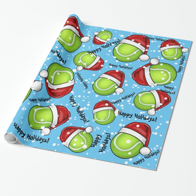 Papel De Regalo Pelota de tenis del estilo del navidad (Desenrollado)