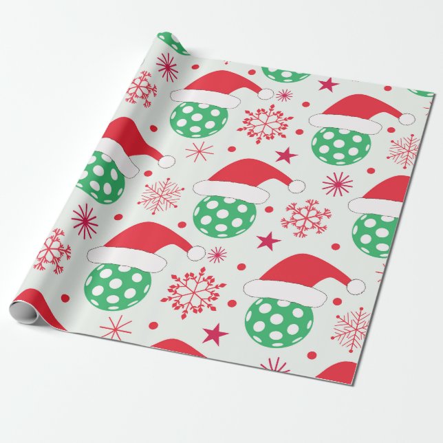 Papel De Regalo Pelota deportiva de navidades con Santa Hat (Desenrollado)