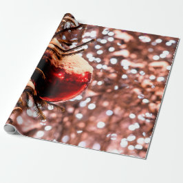 Papel De Regalo Pelota roja, luces blancas, nieve