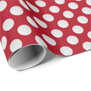 Papel De Regalo Pelotas de Golf Blancas sobre Rojo Oscuro
