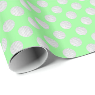 Papel De Regalo Pelotas de Golf Blancas sobre Verde Menta