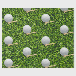 Papel De Regalo Pelotas de golf sobre fondo de hierba verde