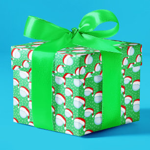 Papel De Regalo Pelotas de Golf Sombrero de Santa y Copos de Nieve