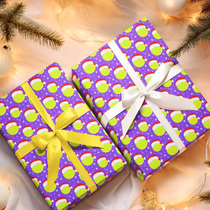 Papel De Regalo Pelotas de Tenis Usan el Sombrero de Santa & Copos