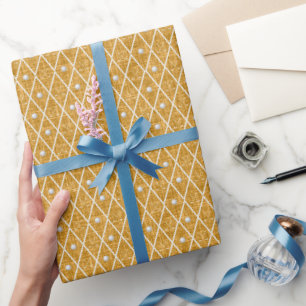 Papel De Regalo Pelotas y palos de golf Argyle sobre amarillo dora