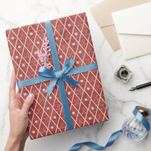 Papel De Regalo Pelotas y palos de golf Argyle sobre rojo