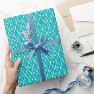 Papel De Regalo Pelotas y palos de golf Argyle sobre turquesa