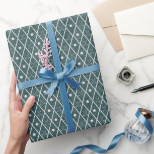 Papel De Regalo Pelotas y palos de golf Argyle sobre verde azul os