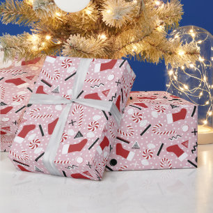 Papel De Regalo Peluche Retro Navidad Menta
